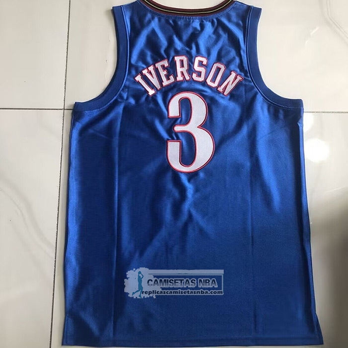 Camiseta Philadelphia 76ers Allen Iverson NO 3 Mitchell & Ness 2001-02 Azul